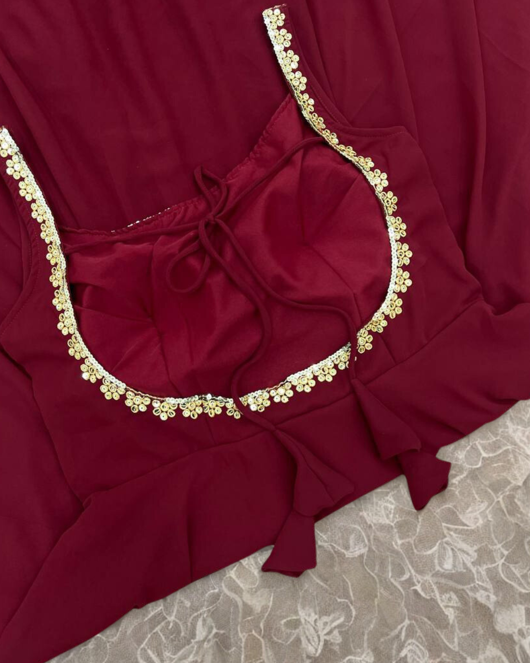 Crimson Bloom Anarkali Gown