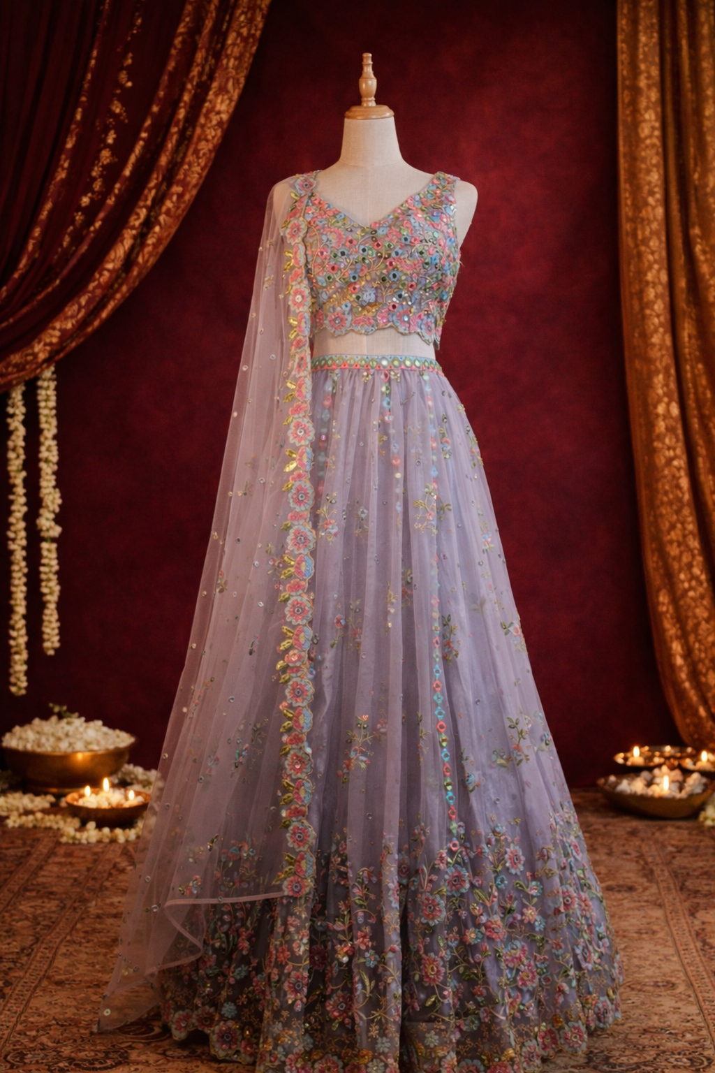 Lilac Garden Lengha Set