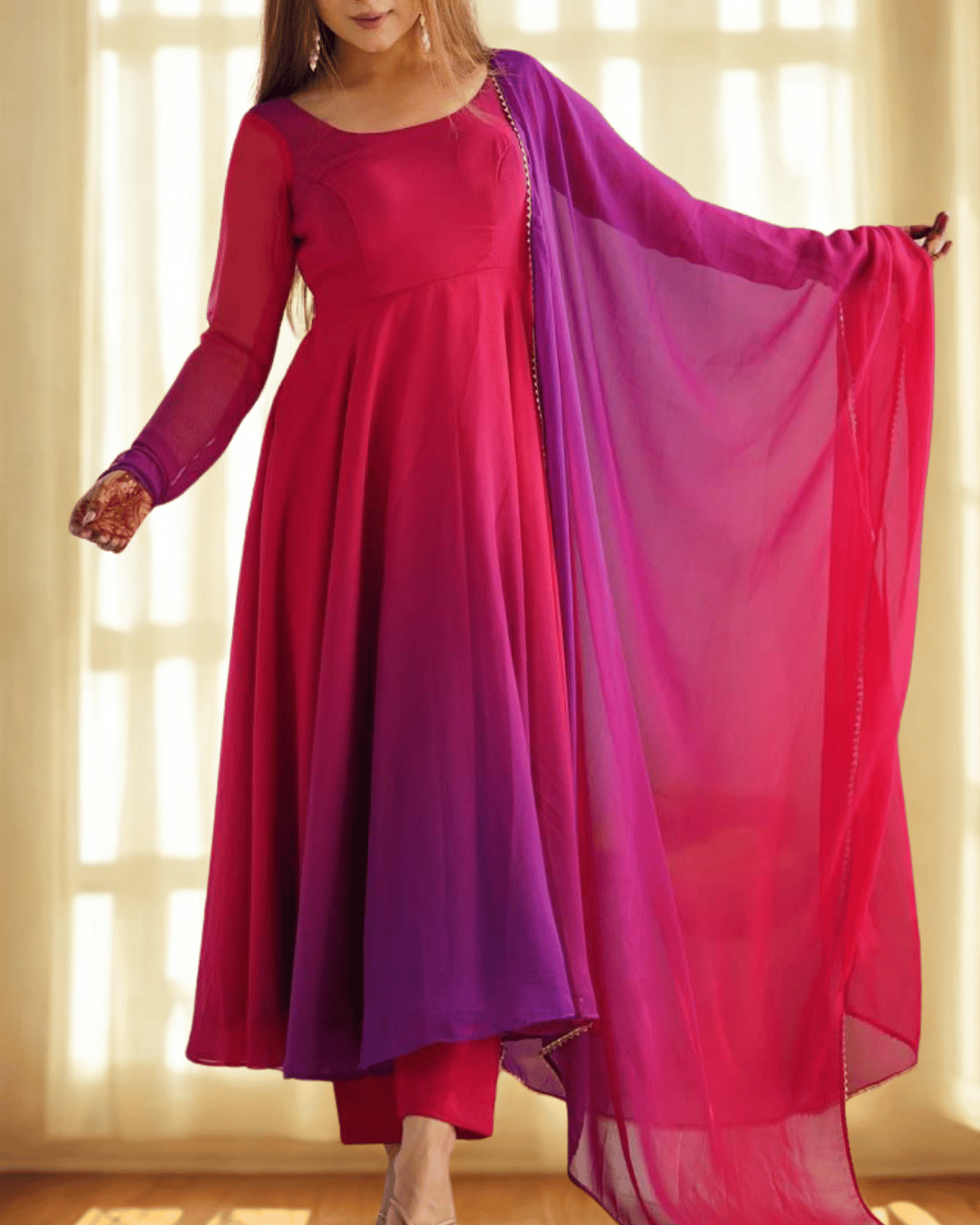 Scarlet Sunset/Lavender Dusk Anarkali