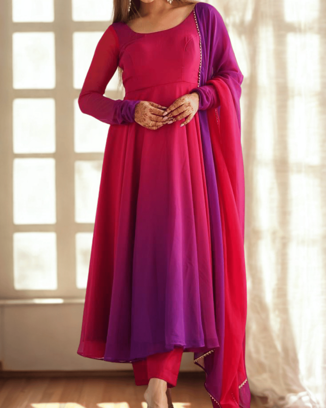 Scarlet Sunset/Lavender Dusk Anarkali