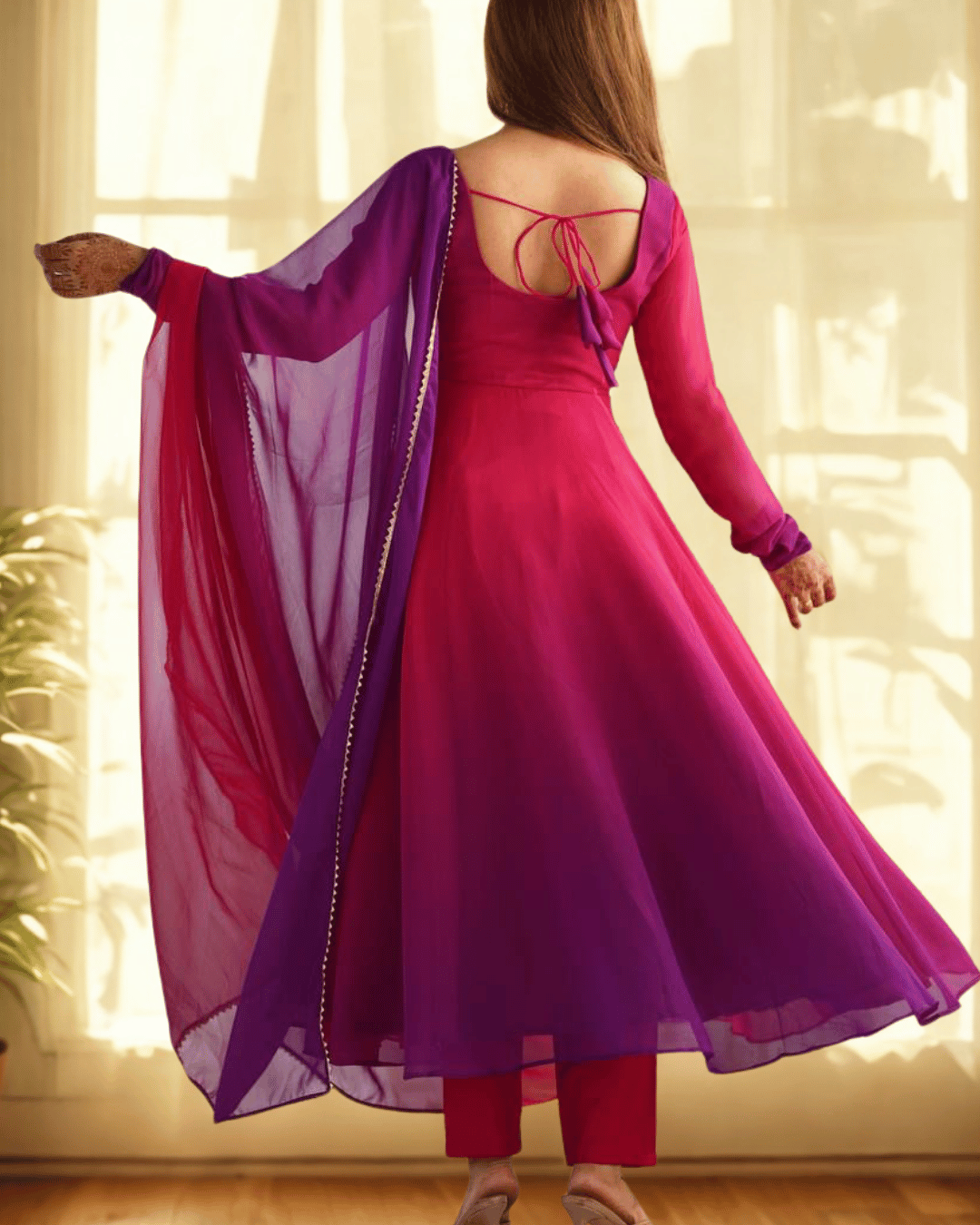Scarlet Sunset/Lavender Dusk Anarkali