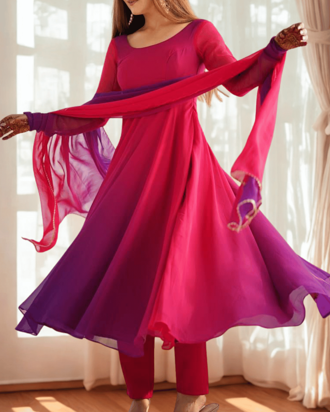 Scarlet Sunset/Lavender Dusk Anarkali