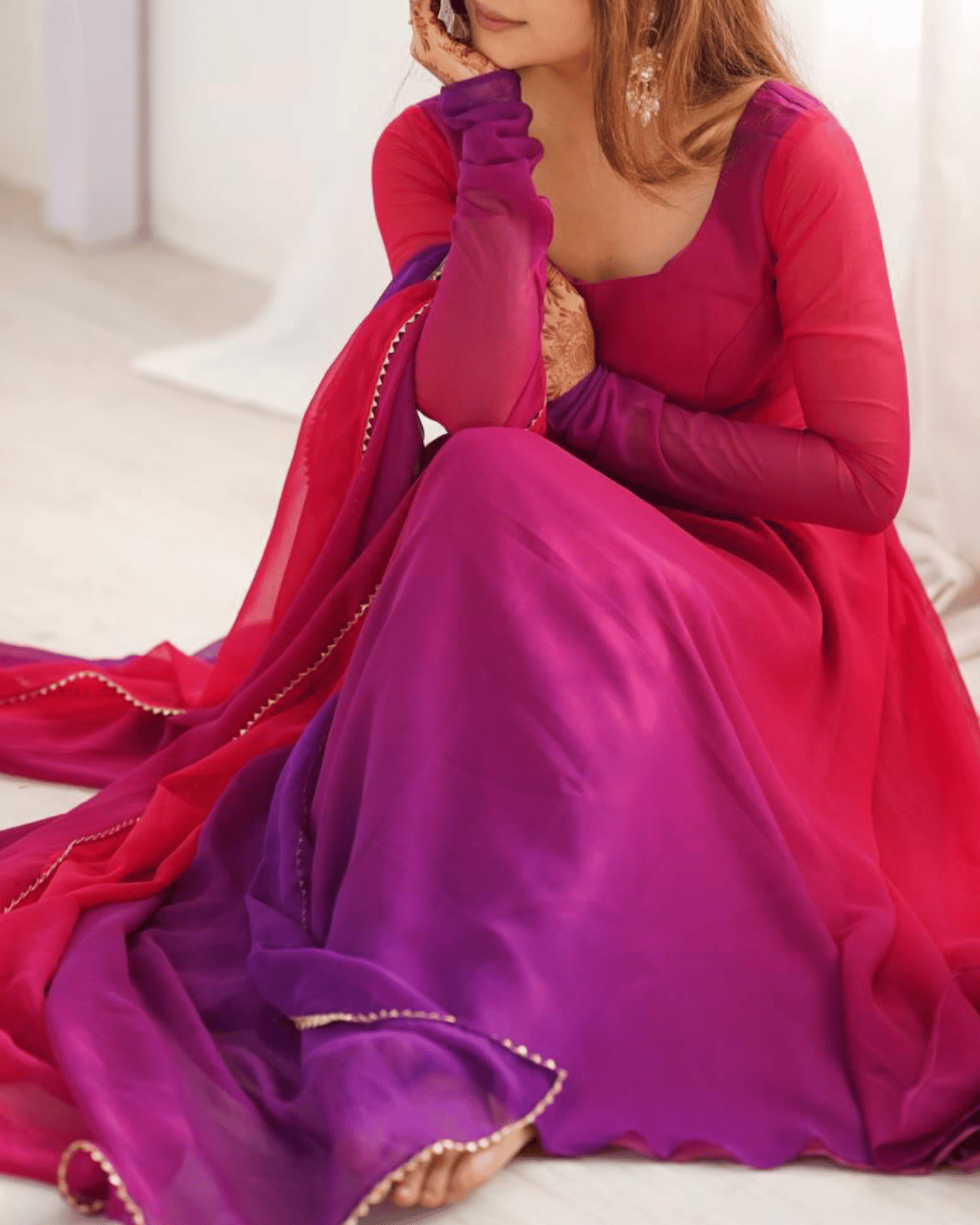 Scarlet Sunset/Lavender Dusk Anarkali