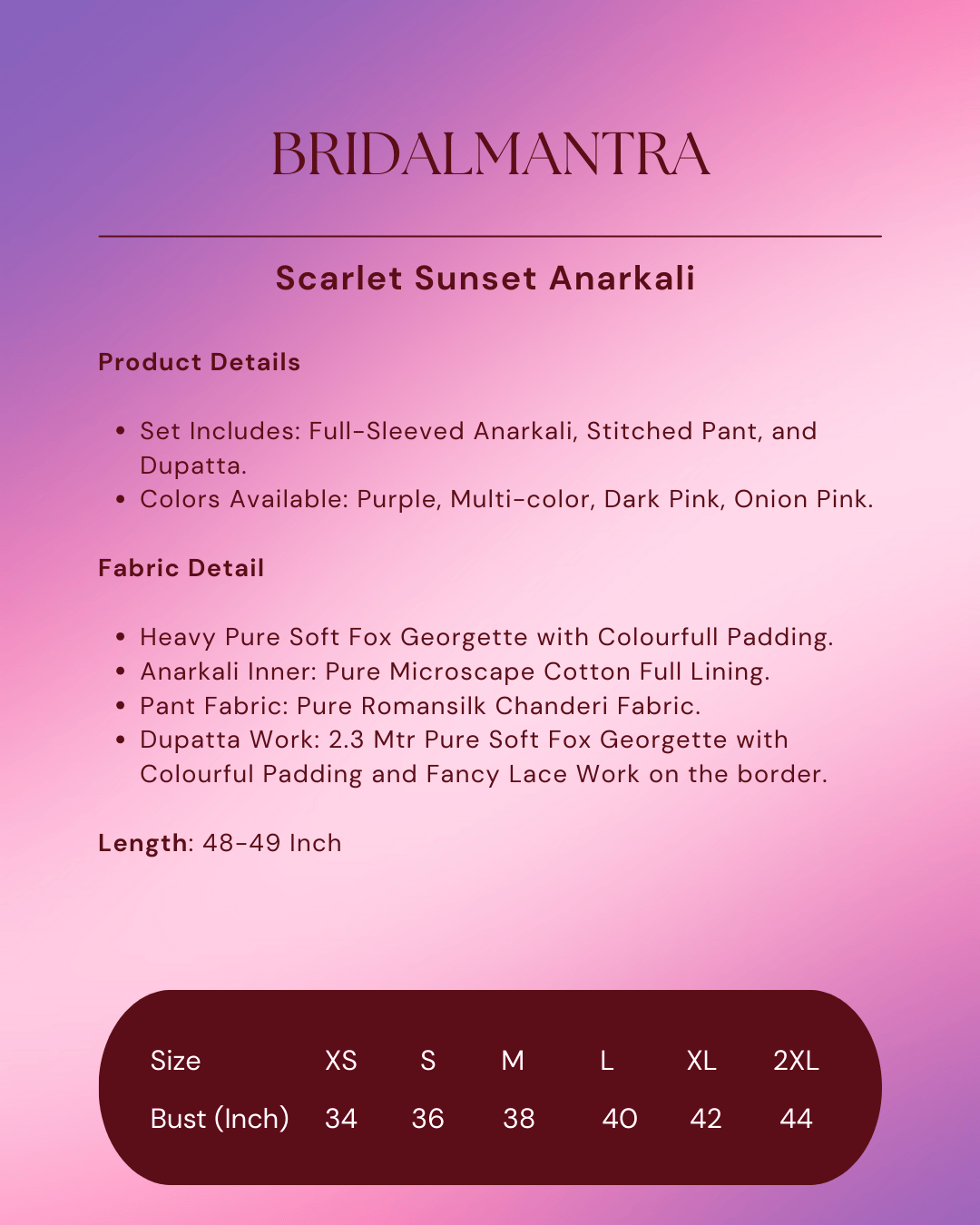 Scarlet Sunset/Lavender Dusk Anarkali