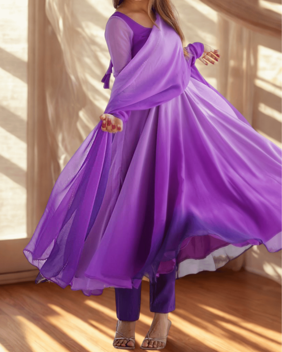Scarlet Sunset/Lavender Dusk Anarkali