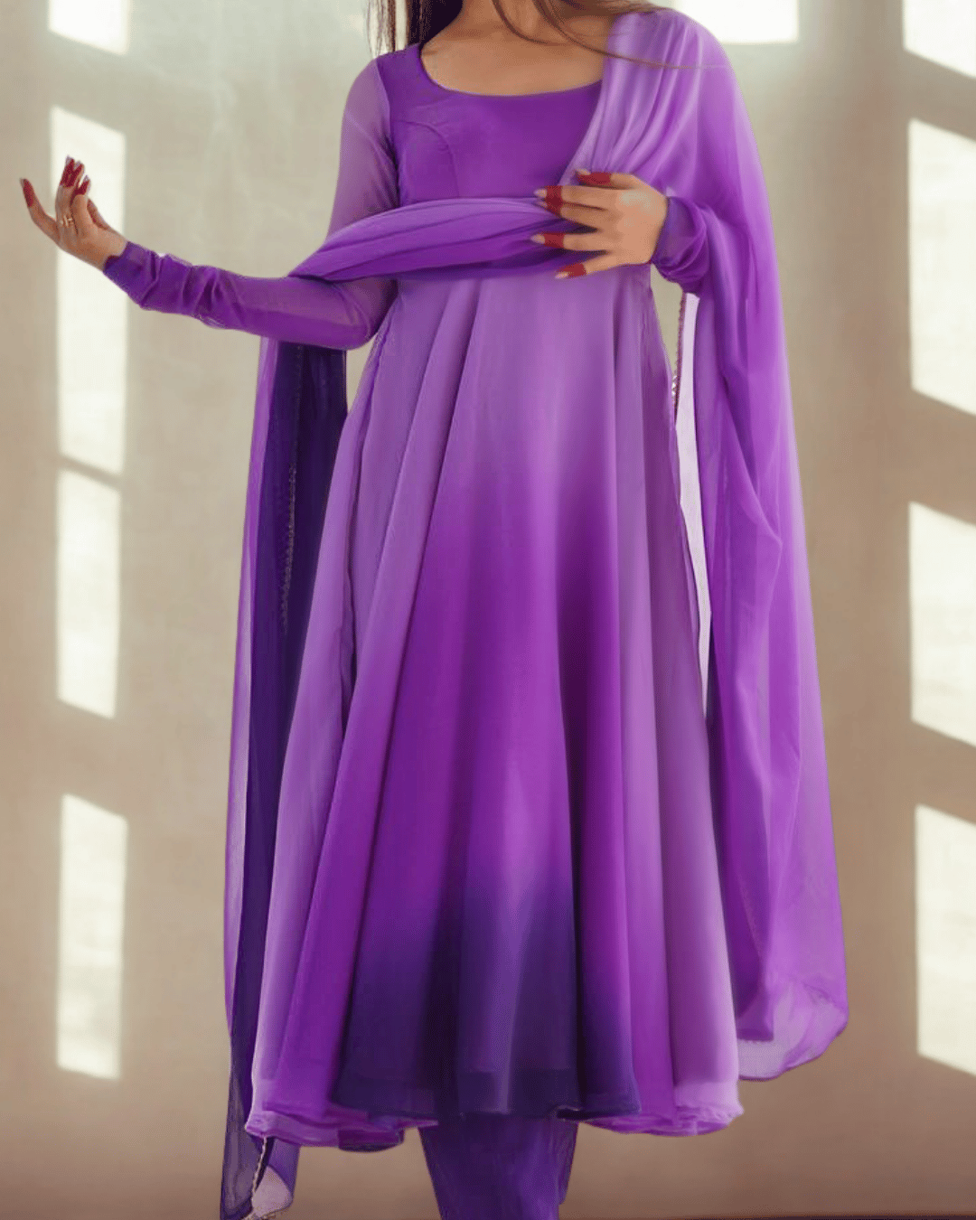 Scarlet Sunset/Lavender Dusk Anarkali