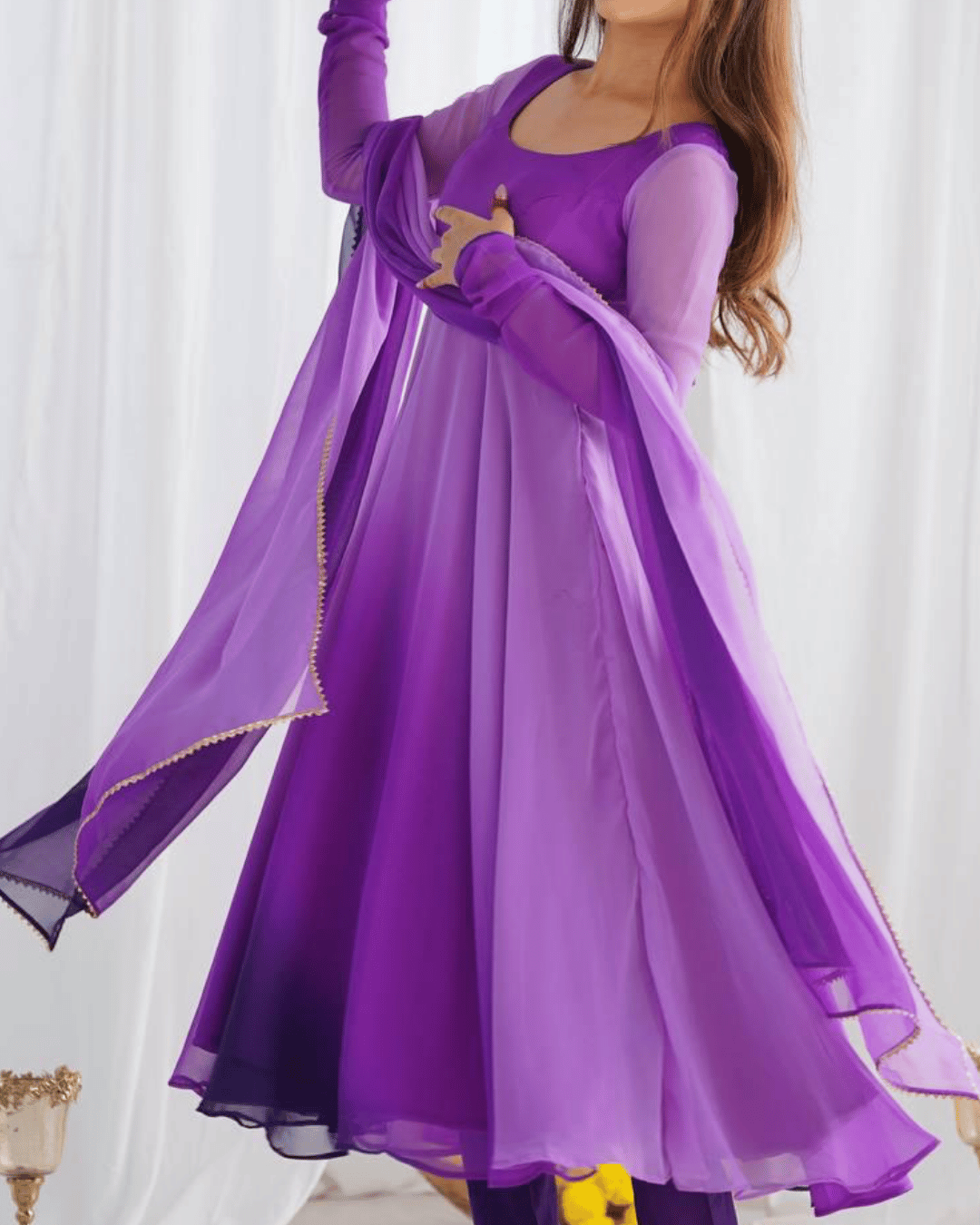 Scarlet Sunset/Lavender Dusk Anarkali