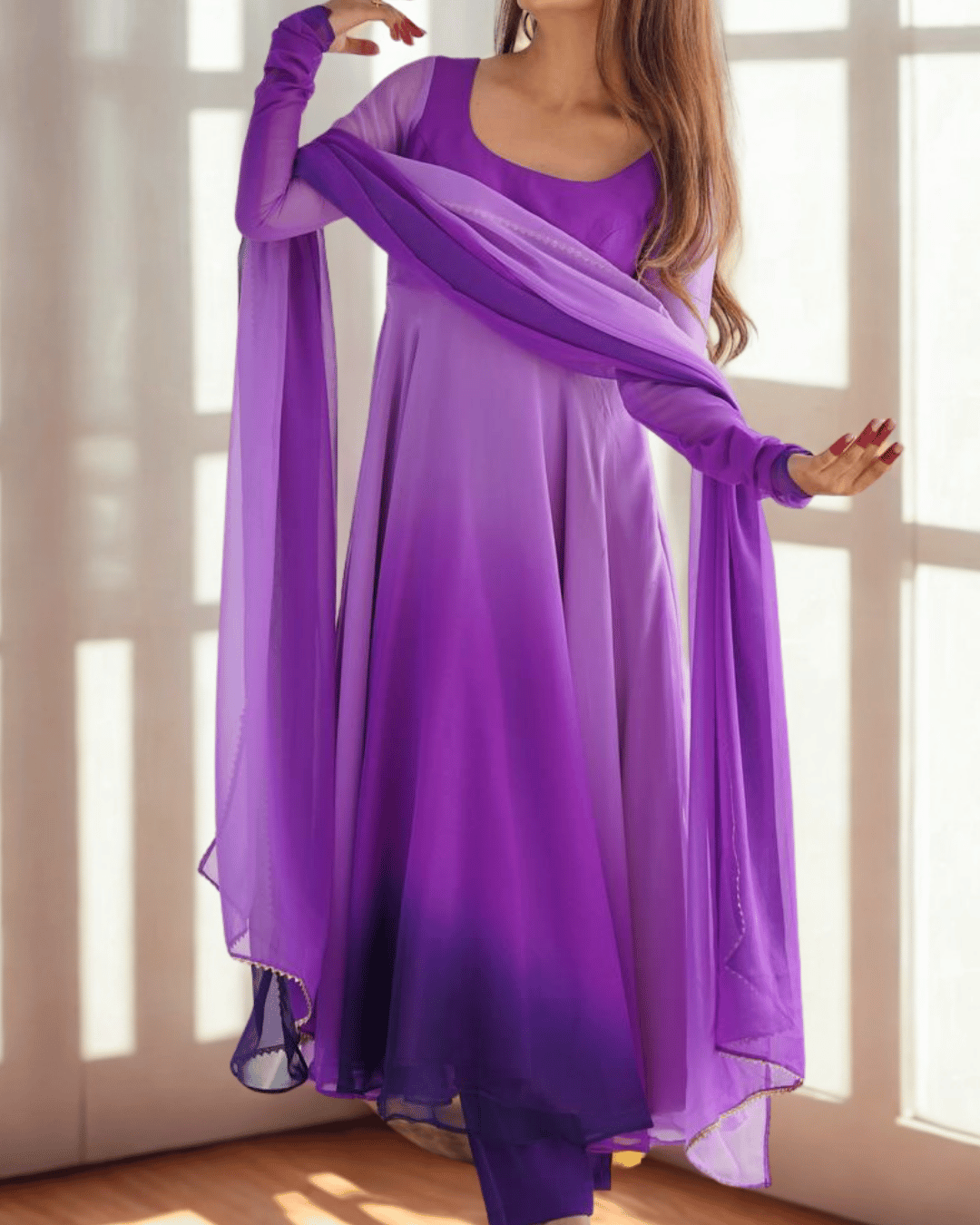 Scarlet Sunset/Lavender Dusk Anarkali