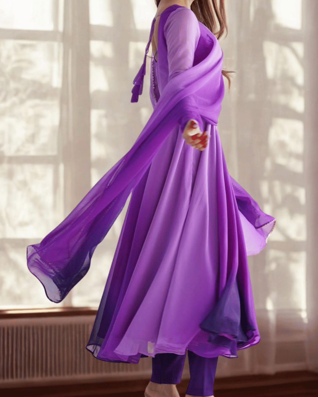 Scarlet Sunset/Lavender Dusk Anarkali
