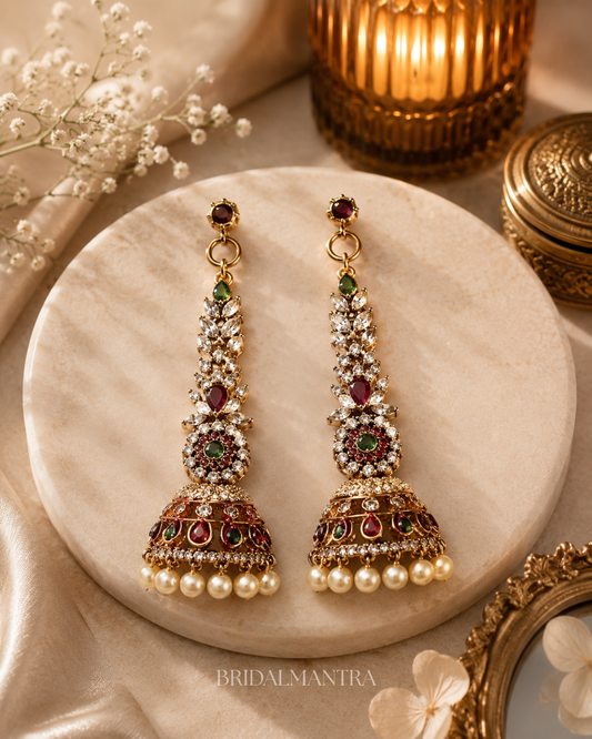 Maharani Crystal Jhumka Earrings