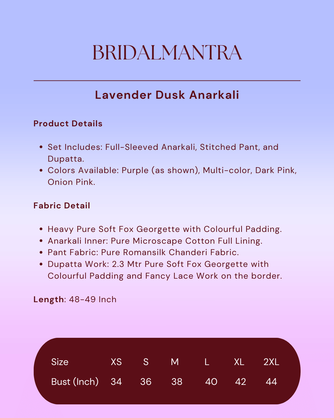 Scarlet Sunset/Lavender Dusk Anarkali