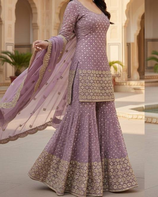 Lilac Haze Sharara Set