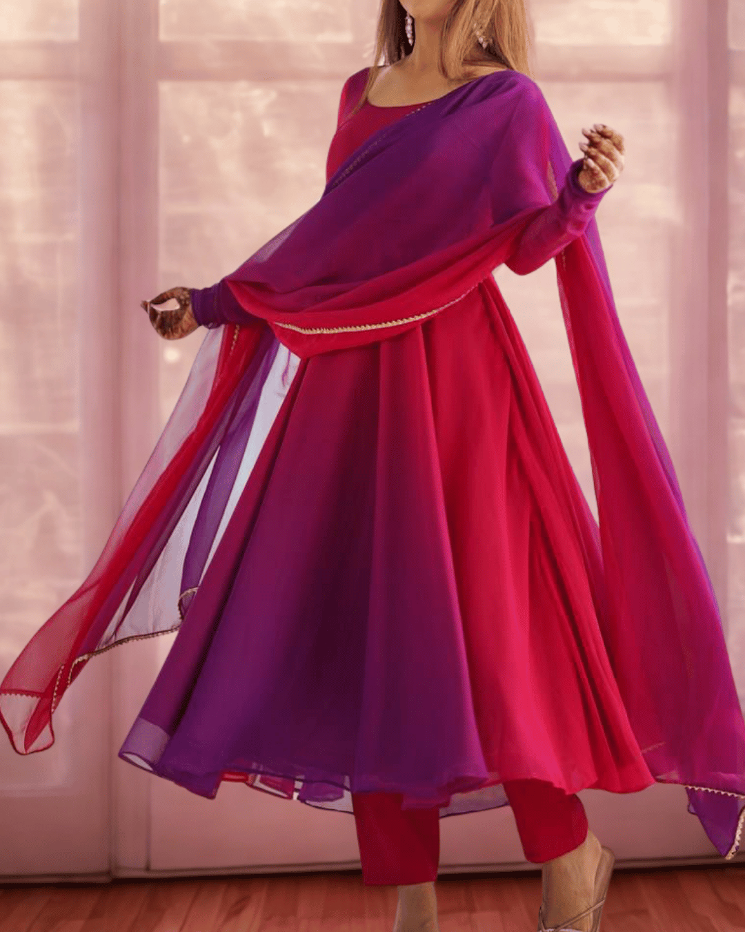 Scarlet Sunset/Lavender Dusk Anarkali