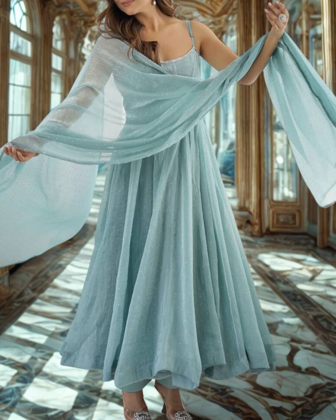 Ethereal Azure Anarkali