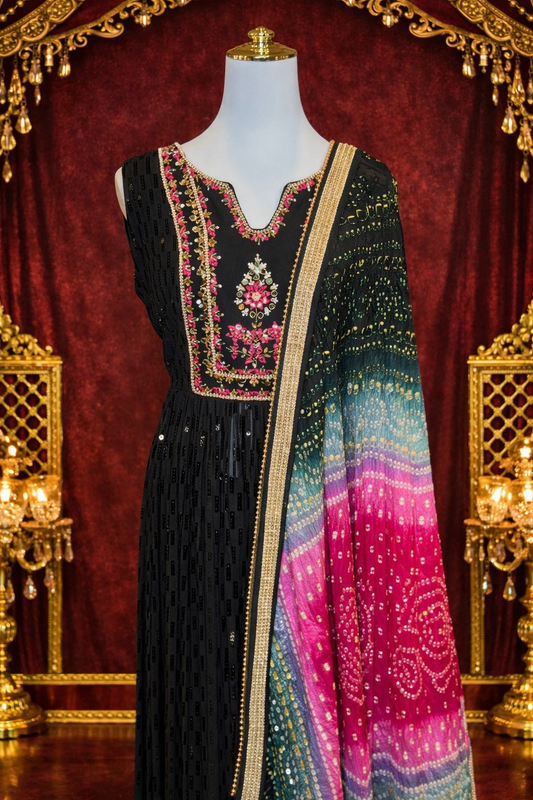 Black Bandhani set