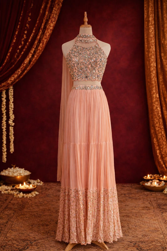 Peach Saanvi Set