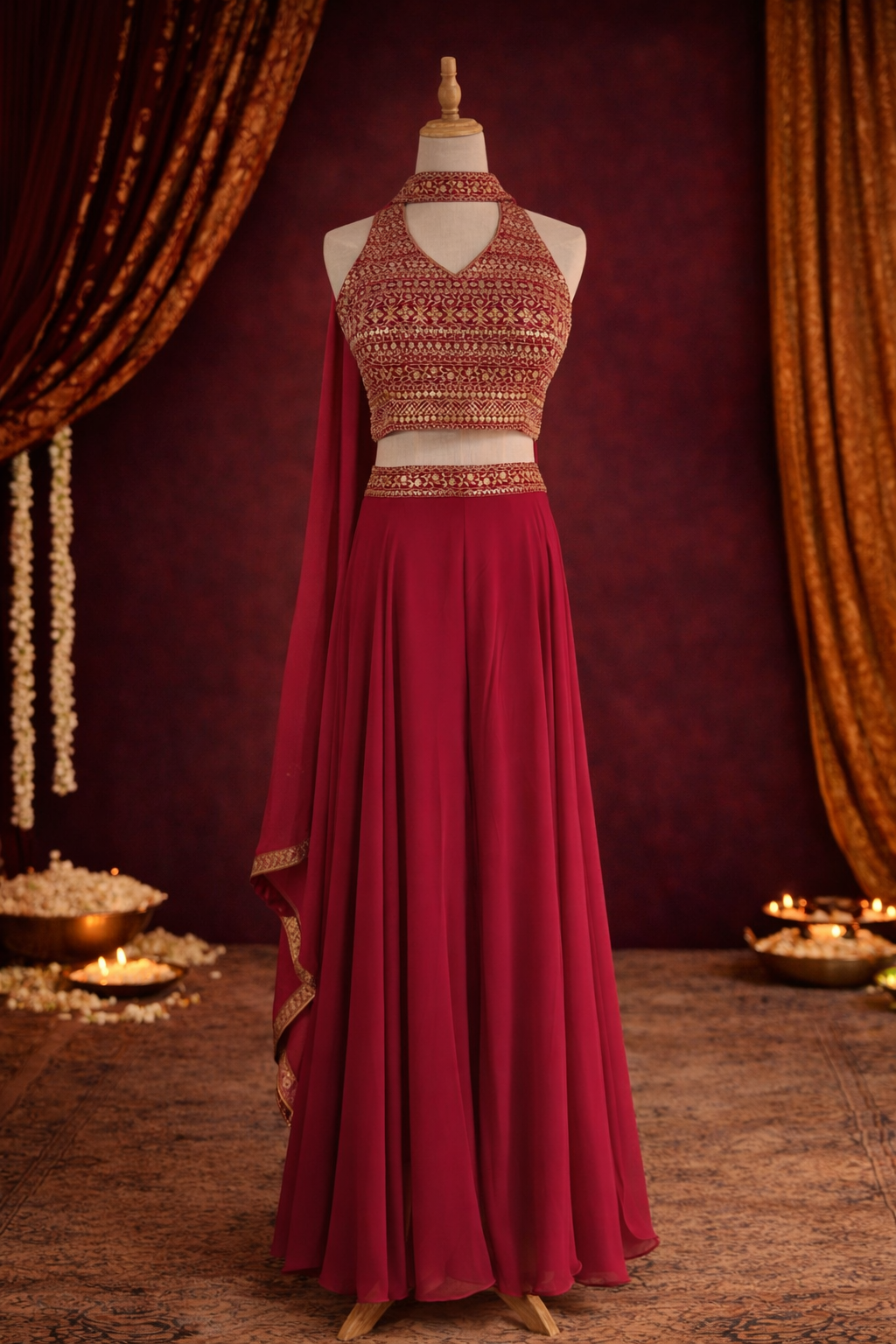 Royal Vermillion Halter Set