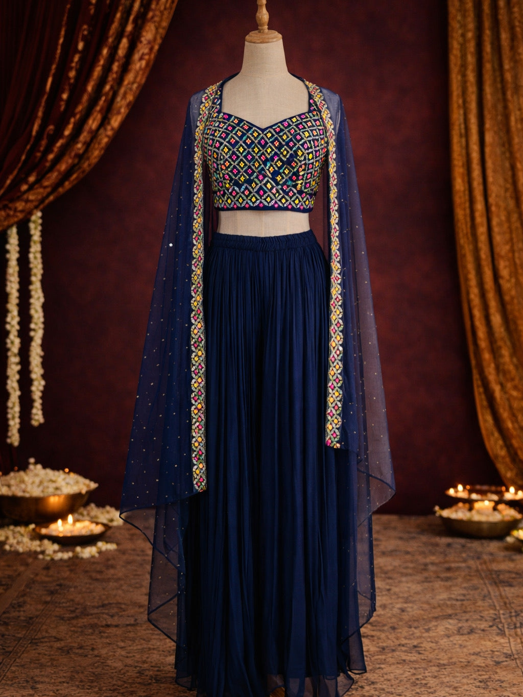 Midnight Mirror Sharara Set